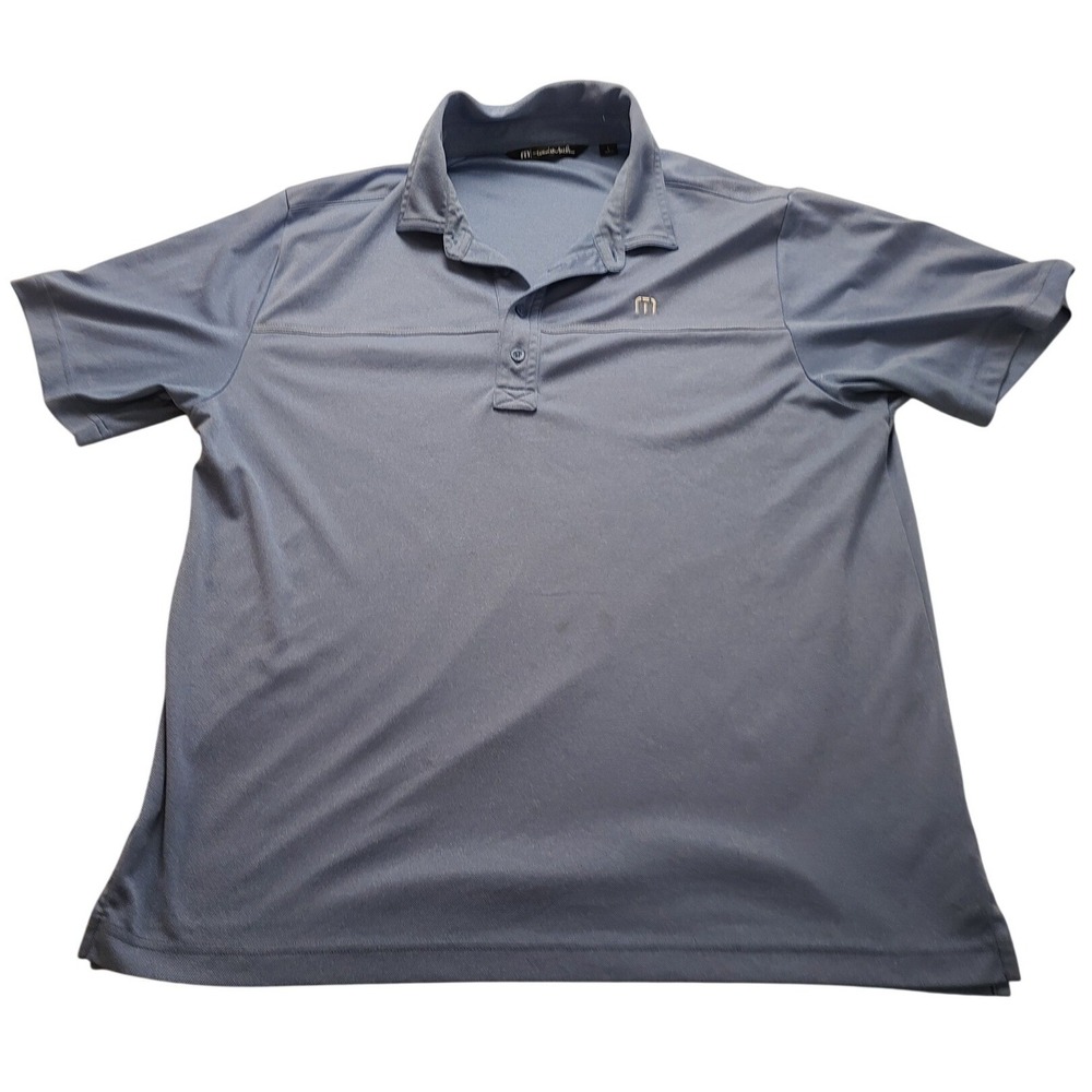 TravisMathew Men's Large Blue Short Sleeve Golf Polo Shirt Collar Casual